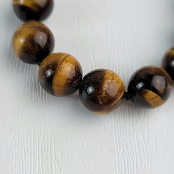 Vintage Tiger's Eye Graduated Necklace 28 Inch Gold-Tone Filigree Box Clasp - Picture 3 of 12